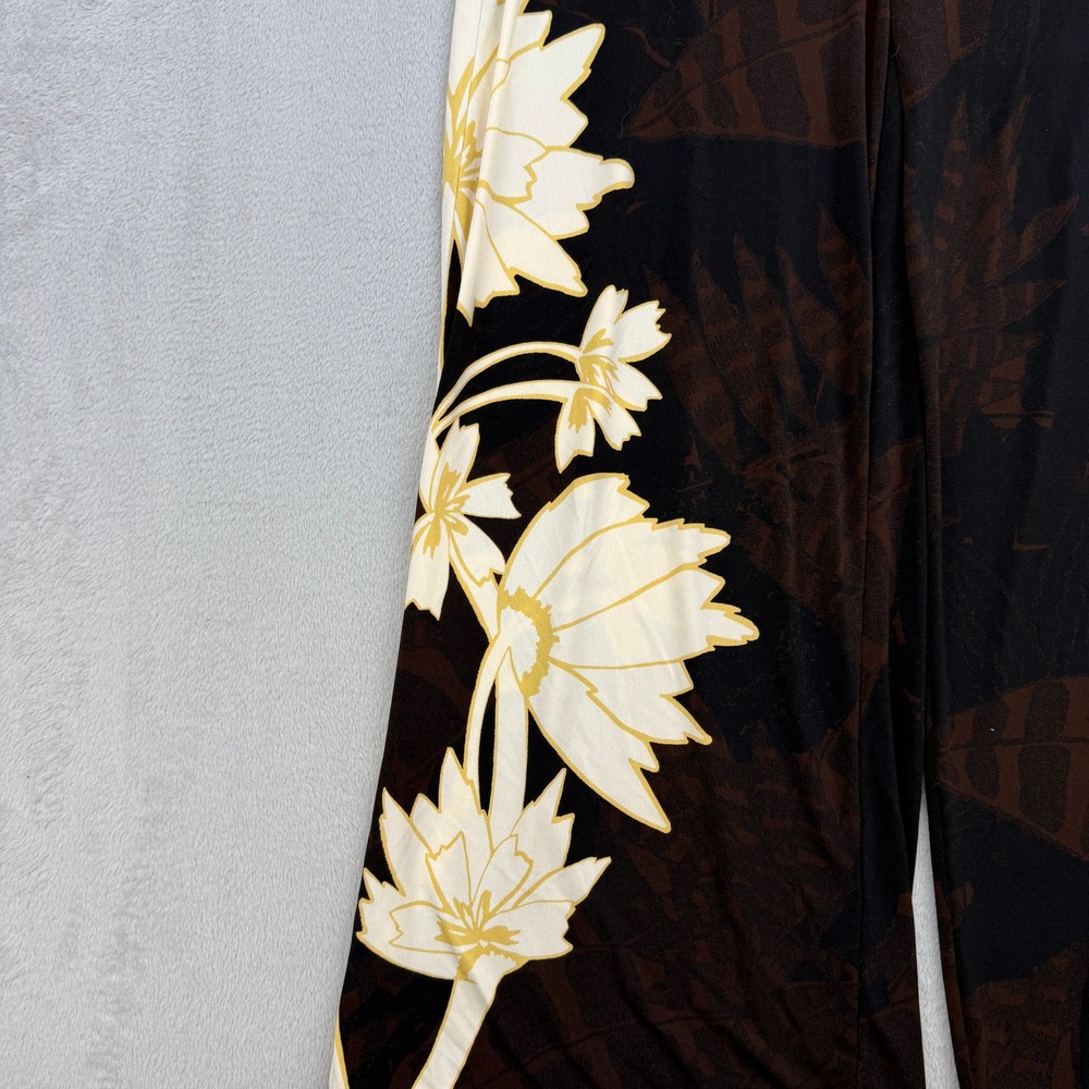 White House Black Market Wide Leg Pants Womens Medium Brown Floral Palazzo Boho - Picture 3 of 5